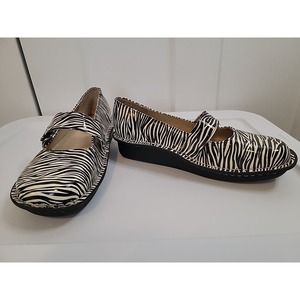Alegria Black & Cream Zebra Print Mary Janes Size 39 9 9.5 FEL-420